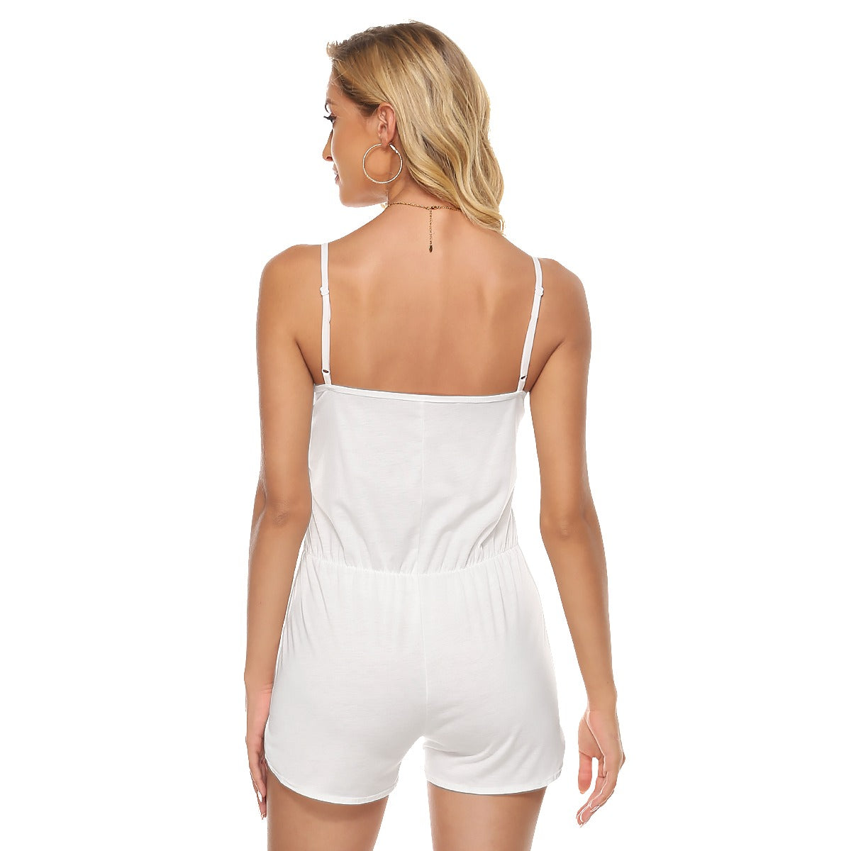 The LSJ Green & White V-neck Cami Romper