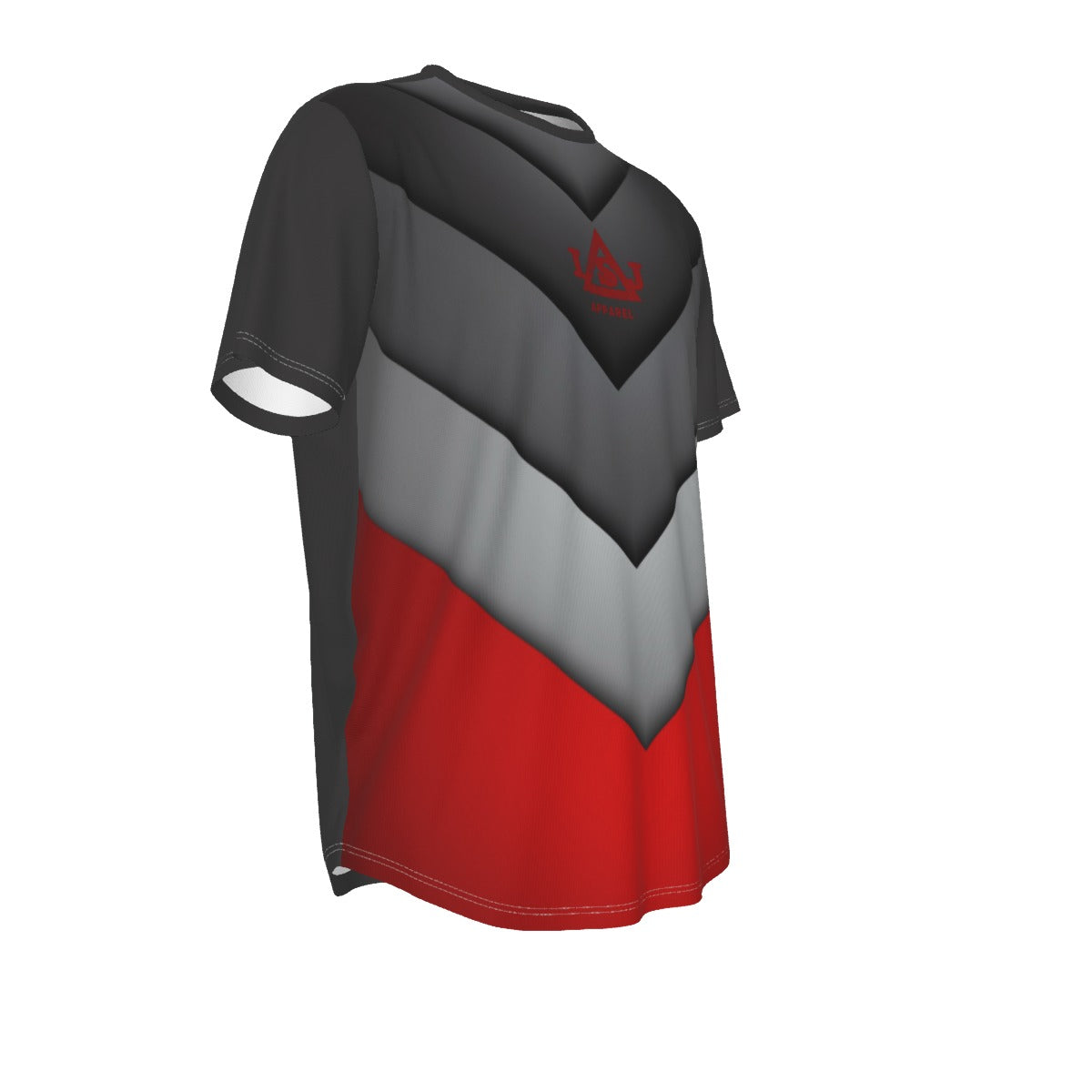 Matte Gray & Red Rounded Hem T-shirt