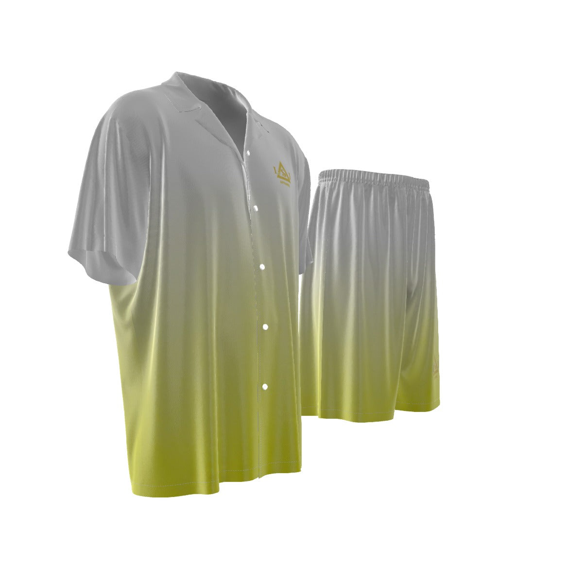 LSJ Yellow & White Men's Short Sleeve Button Up Set