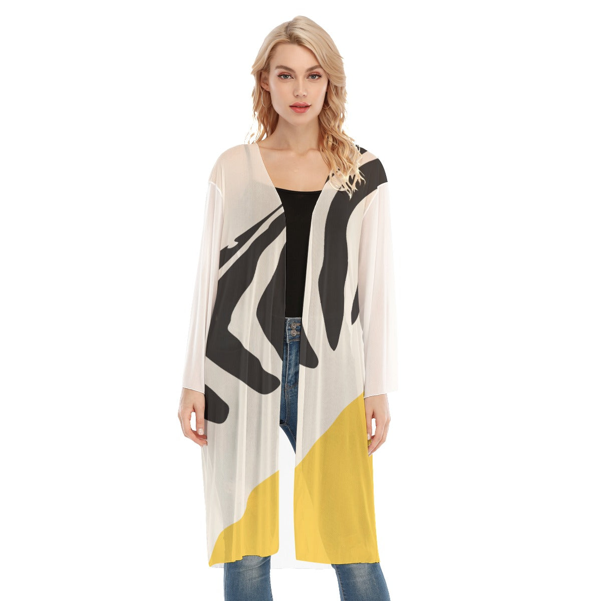 The Tigress All- Over Print Women's Long Sleeve Mesh Cardigan