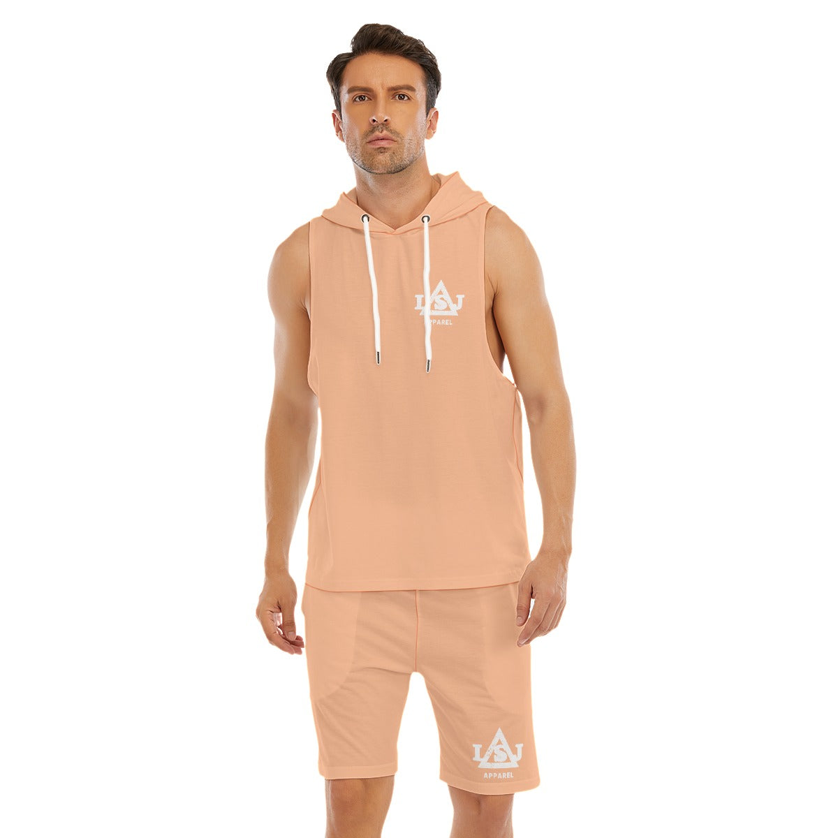 Pastel Lounge Sleeveless Hoodie And Shorts Set