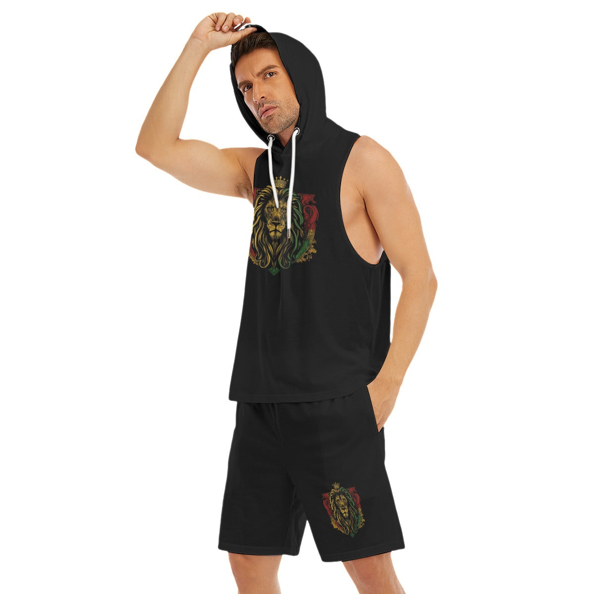 Royal Roar Sleeveless Hoodie And Shorts Set