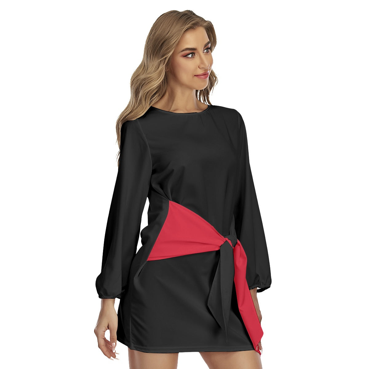 Black & Red Lantern Sleeve Dress