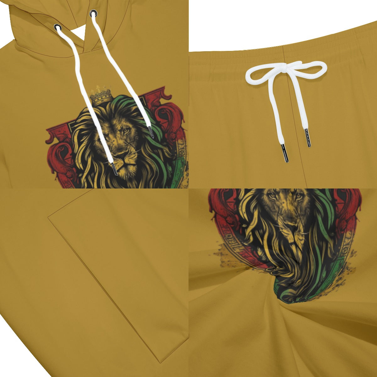 Royal Roar Gold Men's Sleeveless Hoodie And Shorts Set