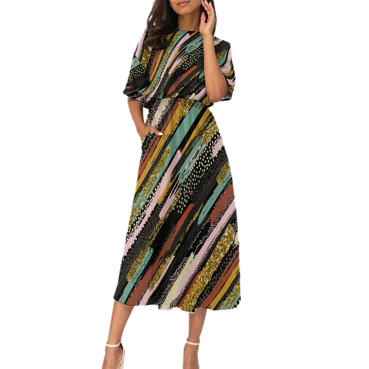 Rainbow Mirage Elastic Waist Dress