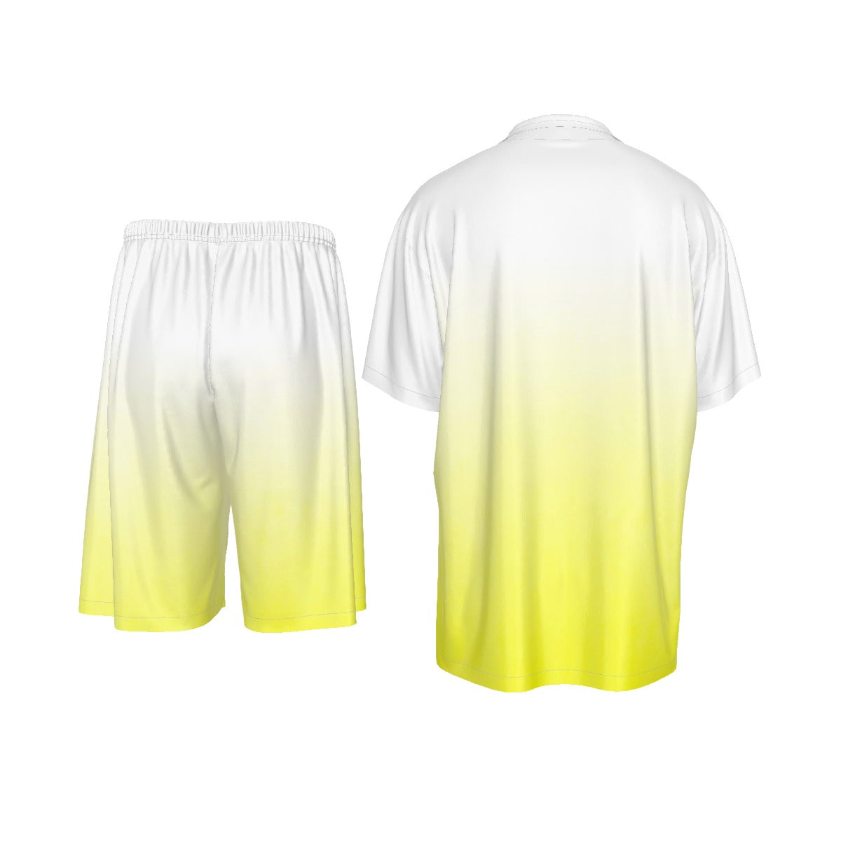 LSJ Yellow & White Men's Short Sleeve Button Up Set