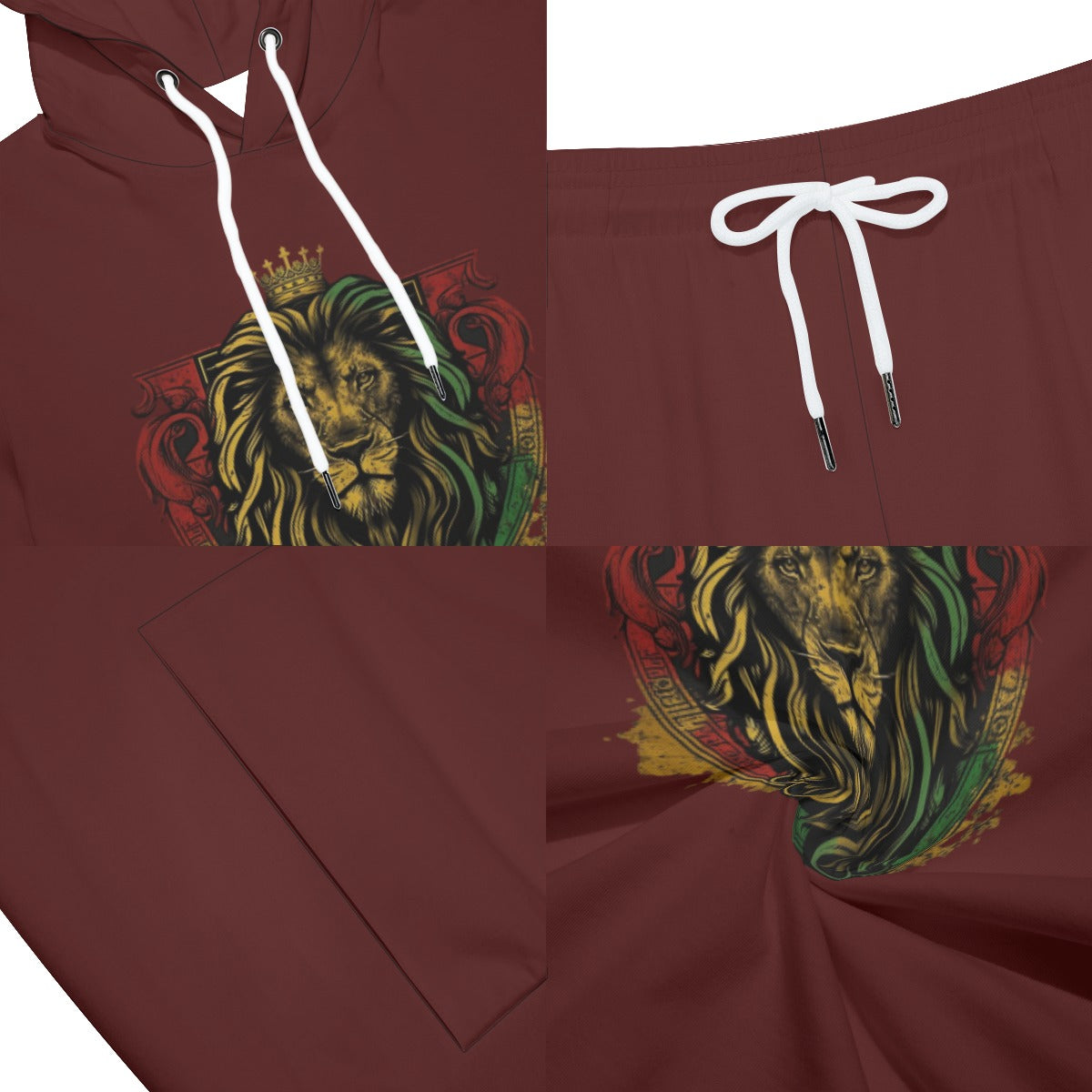 Royal Roar Burgandy Men's Sleeveless Hoodie And Shorts Set
