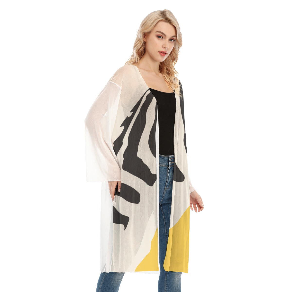 The Tigress All- Over Print Women's Long Sleeve Mesh Cardigan