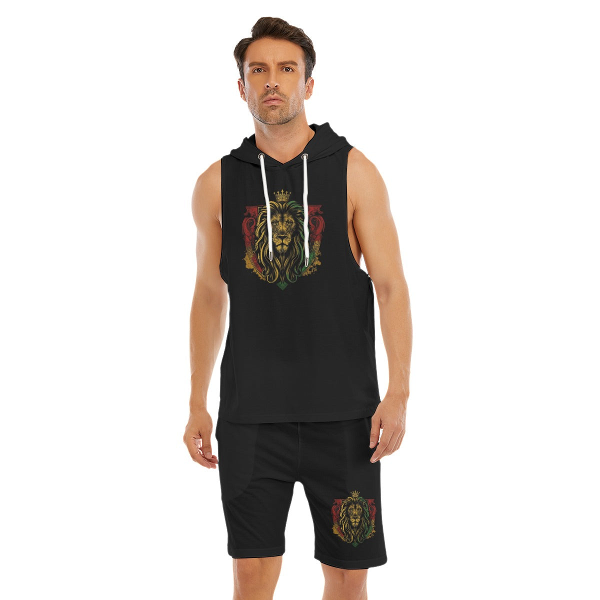 Royal Roar Sleeveless Hoodie And Shorts Set