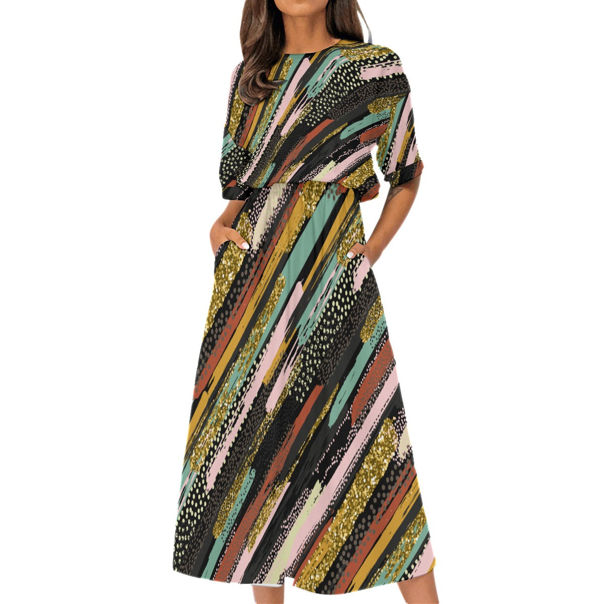 Rainbow Mirage Elastic Waist Dress