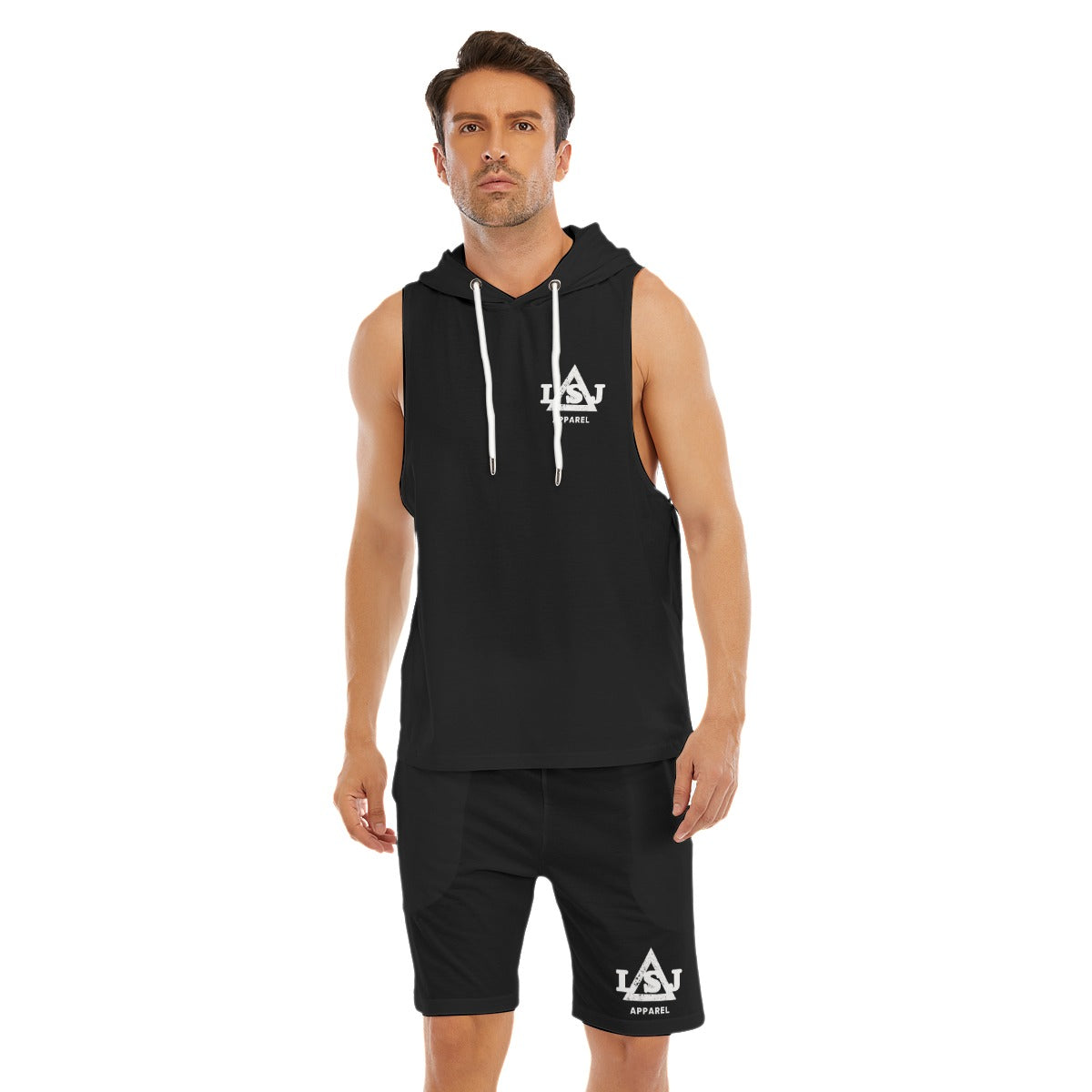 Obviously Onyx Men's Sleeveless Hoodie And Shorts Set