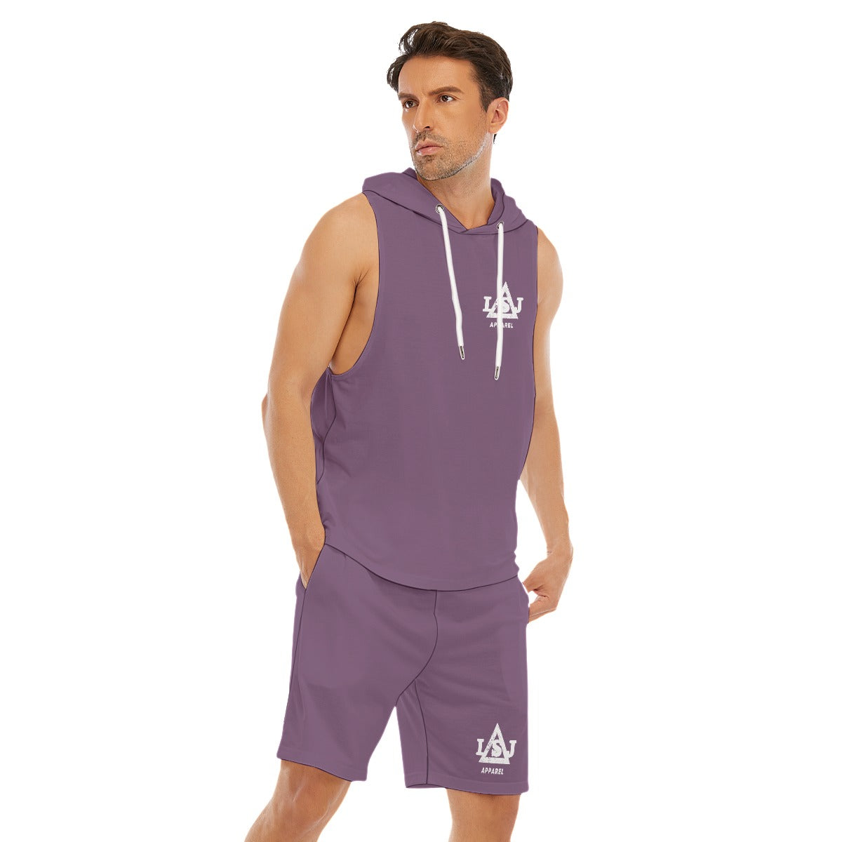 Blush Chill Men's Sleeveless Hoodie And Shorts Set