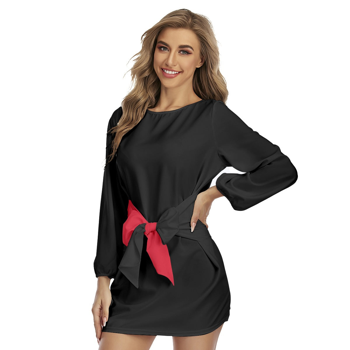 Black & Red Lantern Sleeve Dress