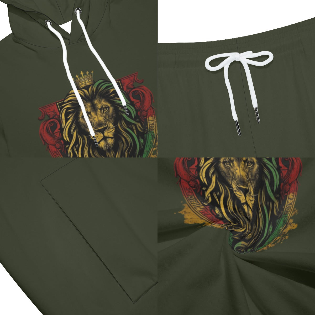 Royal Roar Forest Green Men's Sleeveless Hoodie And Shorts Set