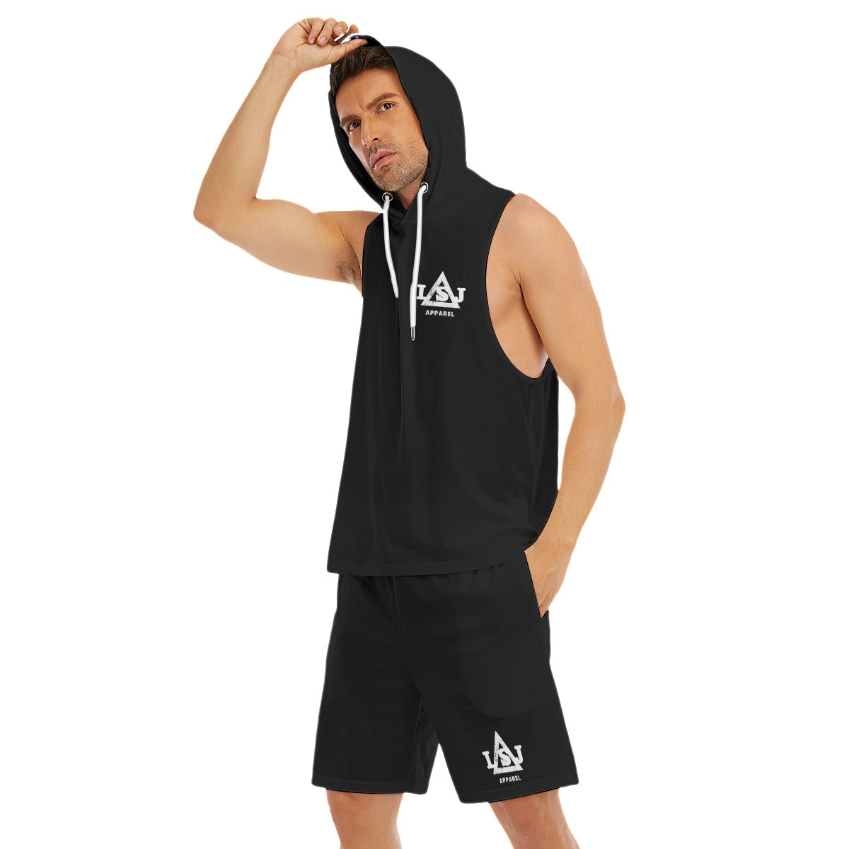 Obviously Onyx Men's Sleeveless Hoodie And Shorts Set
