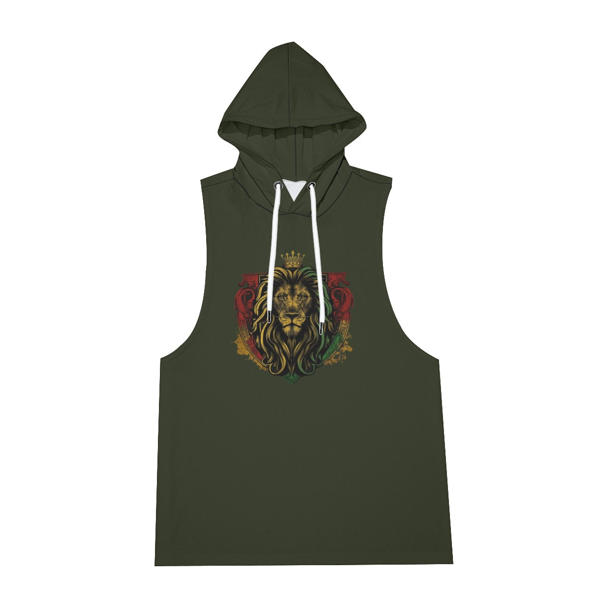 Royal Roar Forest Green Men's Sleeveless Hoodie And Shorts Set