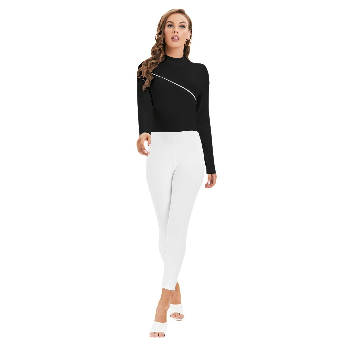 Midnight Seduction Long-sleeved High-neck Jumpsuit With Zipper