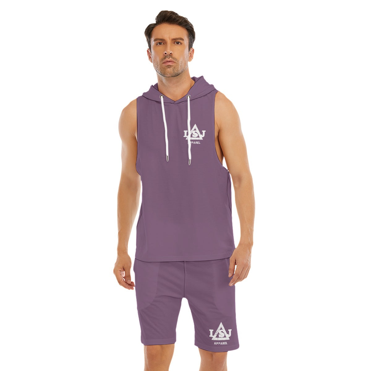 Blush Chill Men's Sleeveless Hoodie And Shorts Set