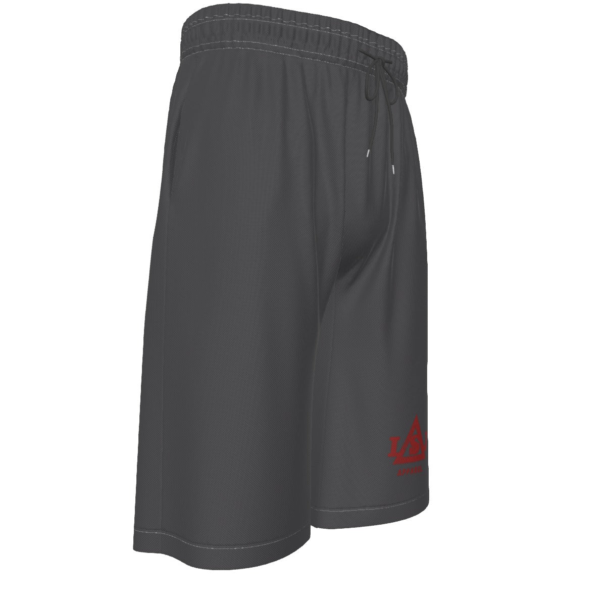 Matte Gray & Red Over-The-Knee Shorts