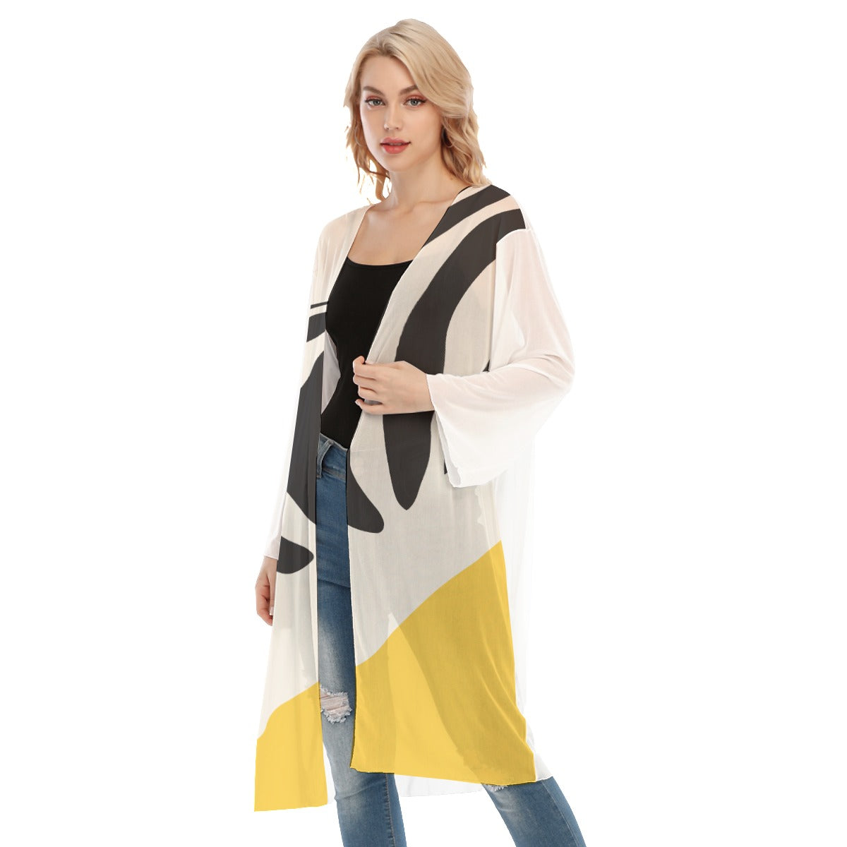 The Tigress All- Over Print Women's Long Sleeve Mesh Cardigan