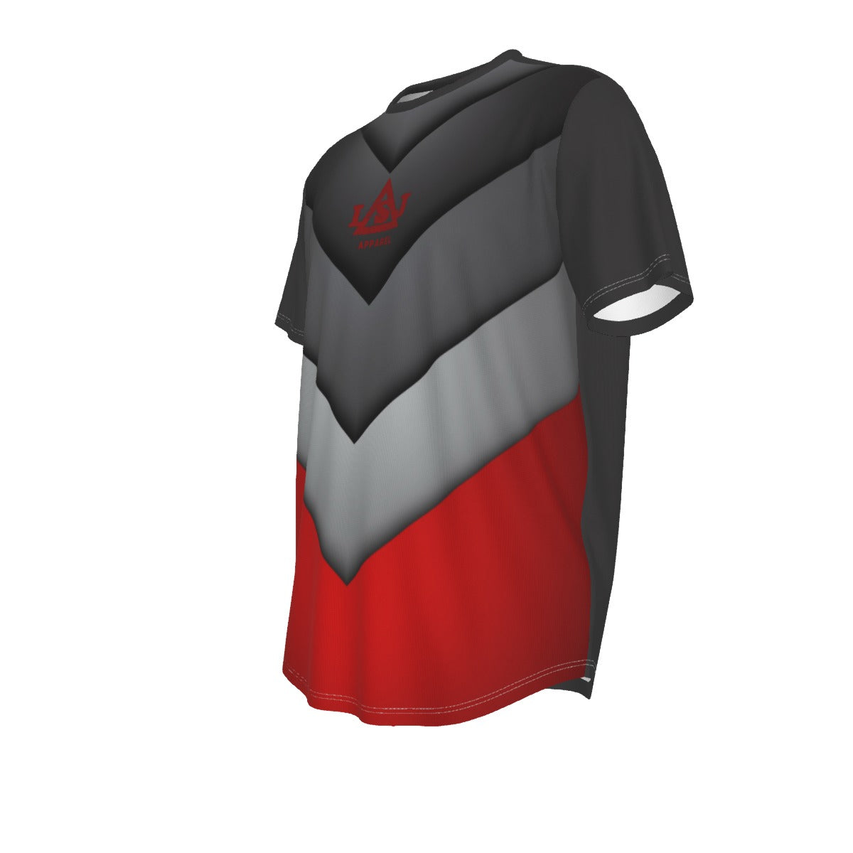 Matte Gray & Red Rounded Hem T-shirt