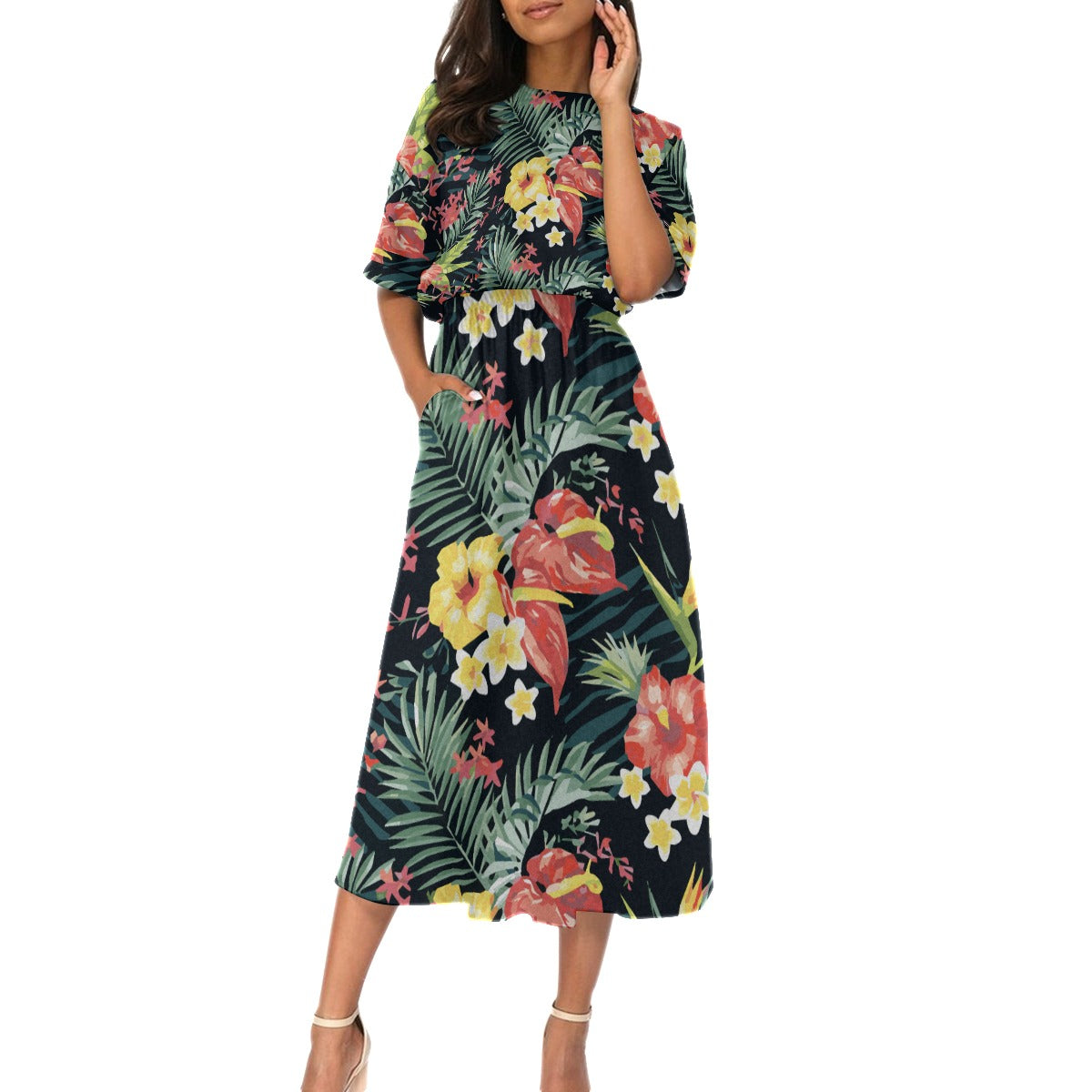 Blossom Breeze Elastic Waist Dress