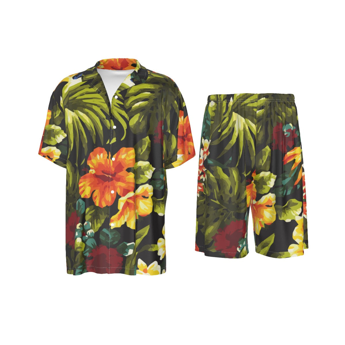 Tropical Paradise Men's Imitation Silk Shirt Suit