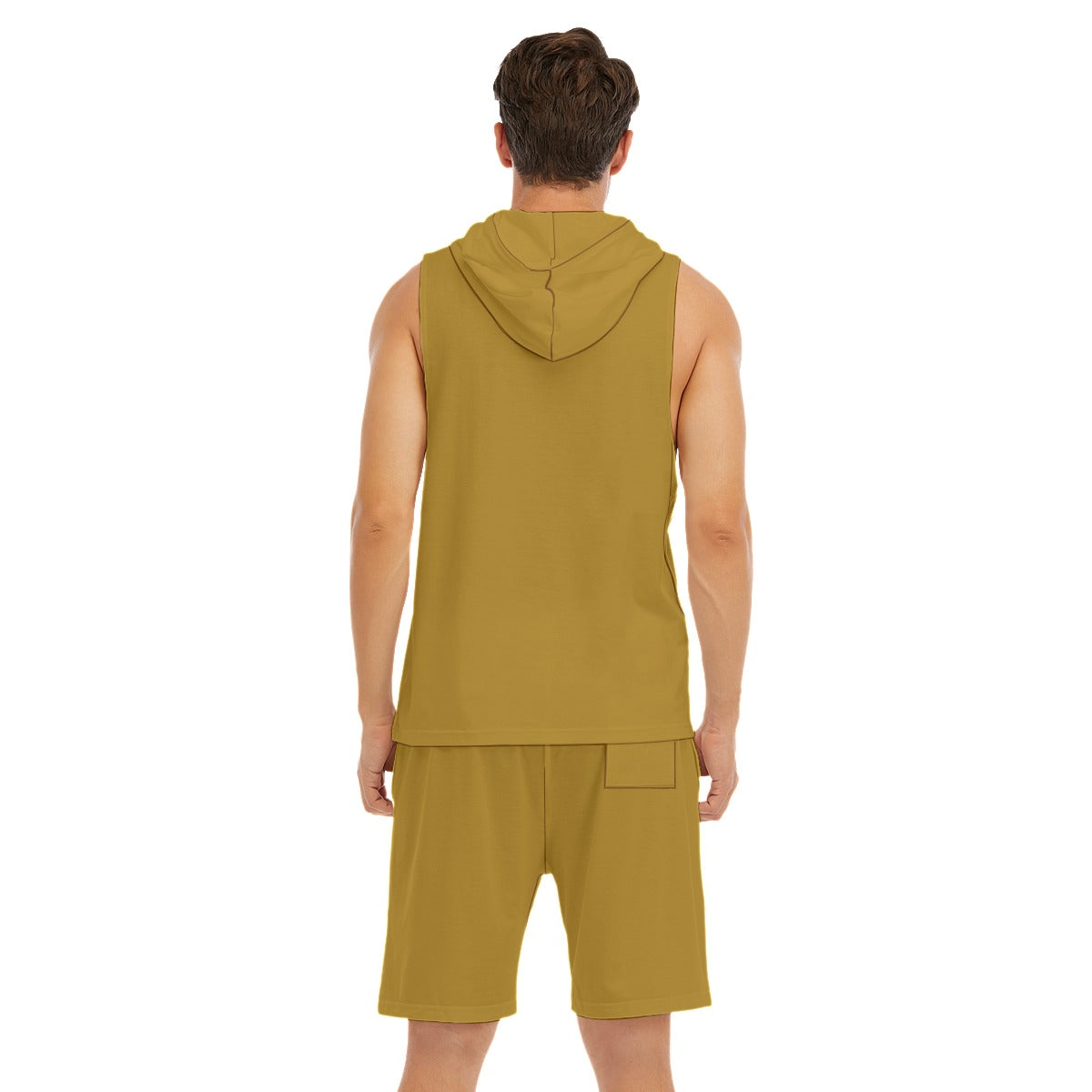 Royal Roar Gold Men's Sleeveless Hoodie And Shorts Set