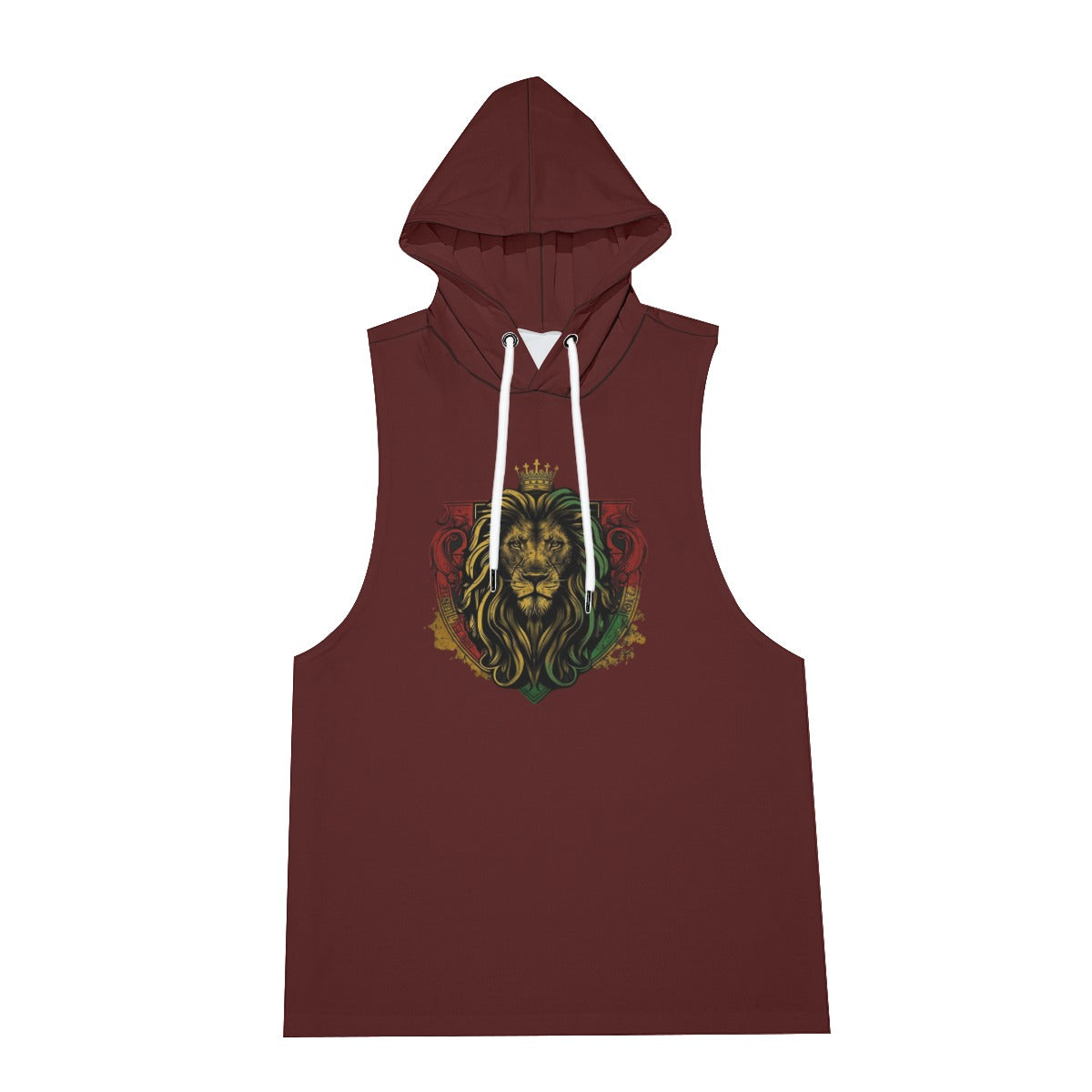 Royal Roar Burgandy Men's Sleeveless Hoodie And Shorts Set
