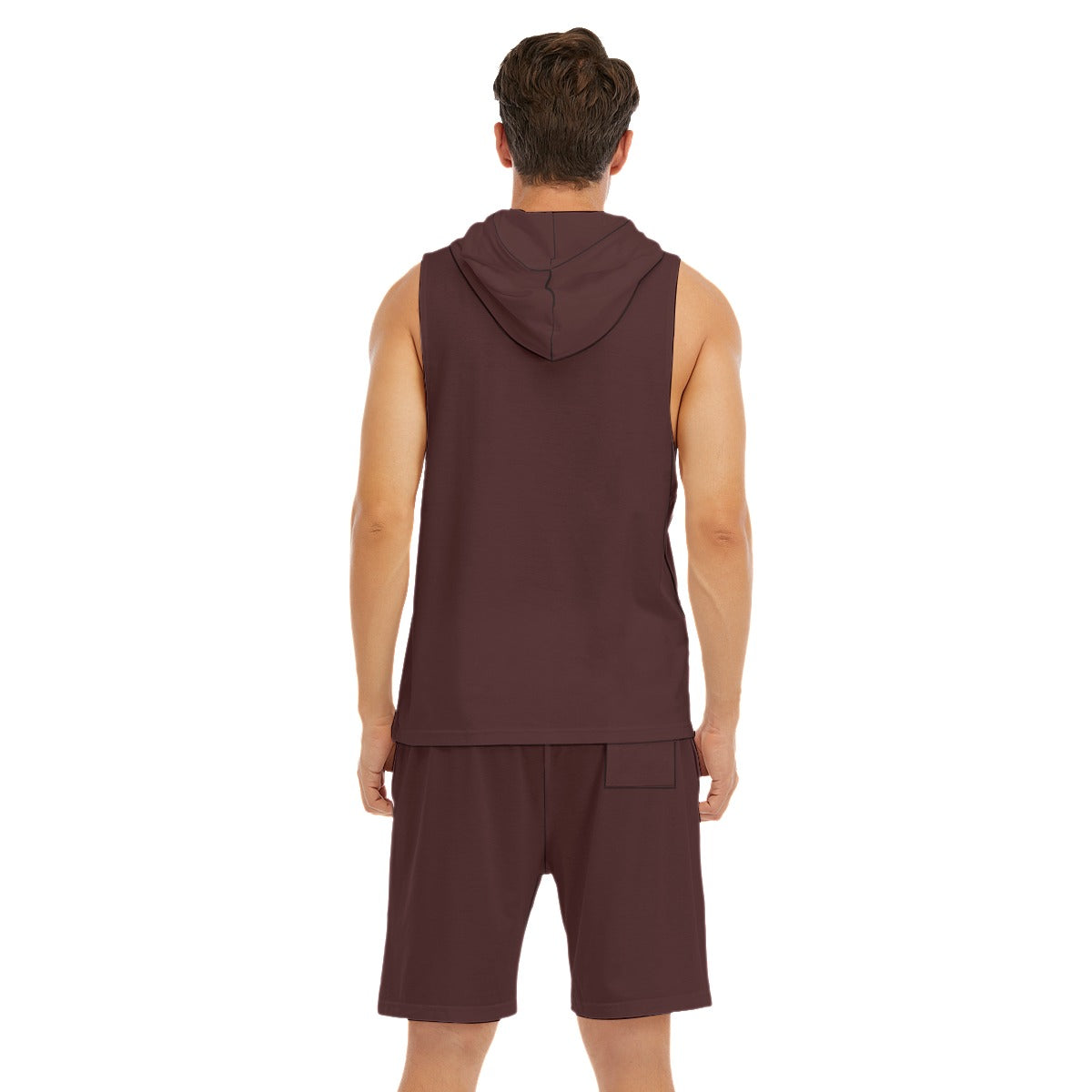 Merlot Masterpiece Men's Sleeveless Hoodie And Shorts Set