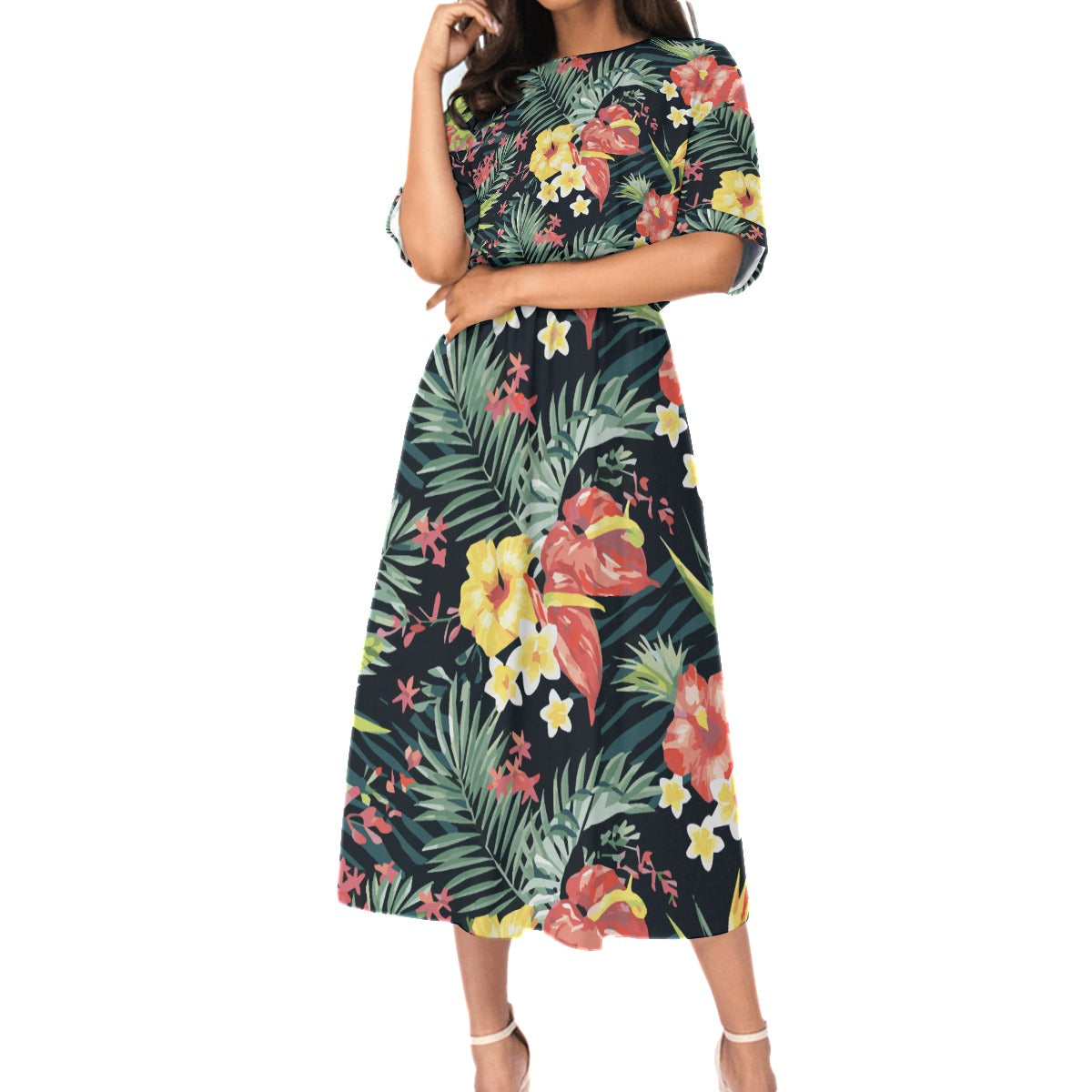 Blossom Breeze Elastic Waist Dress