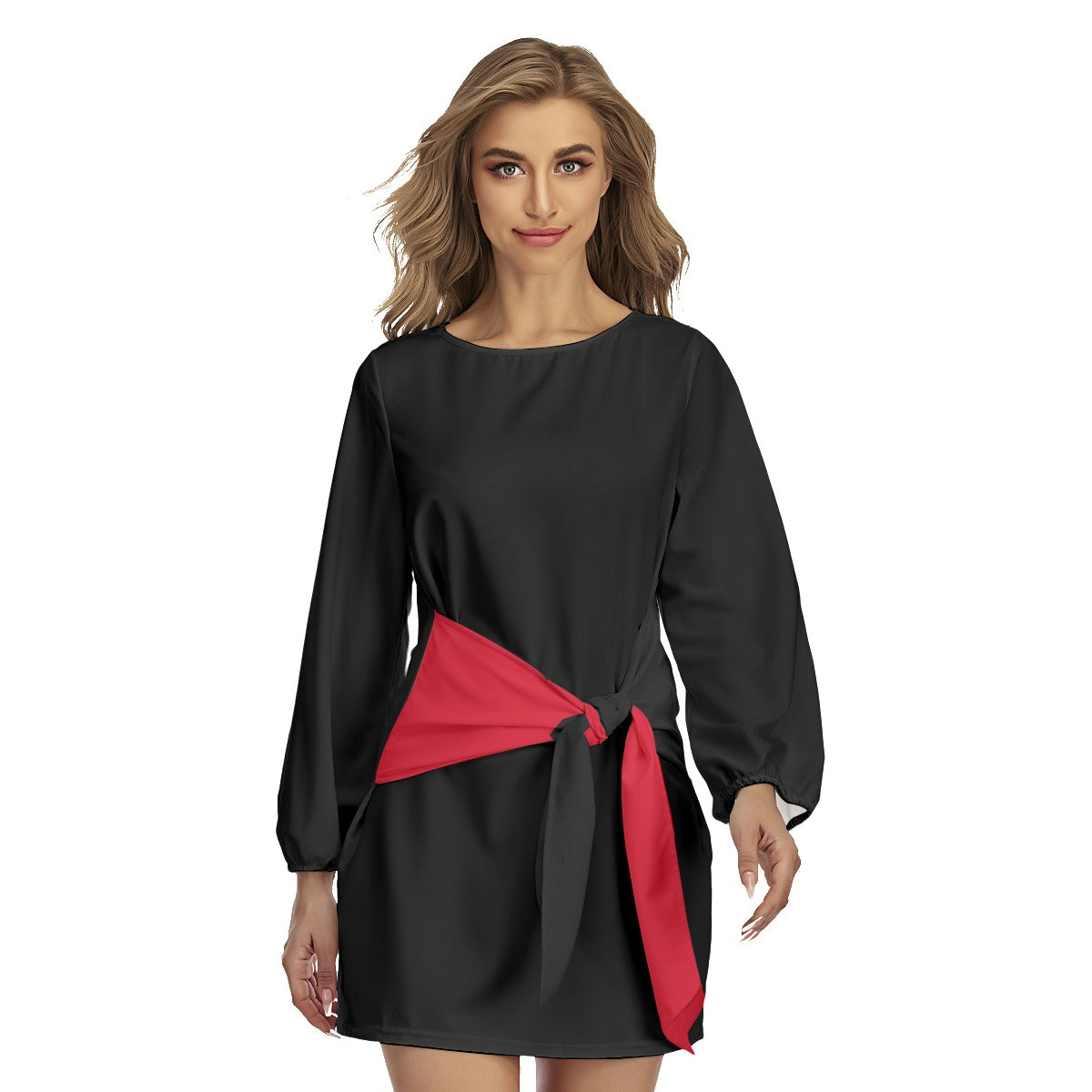Black & Red Lantern Sleeve Dress
