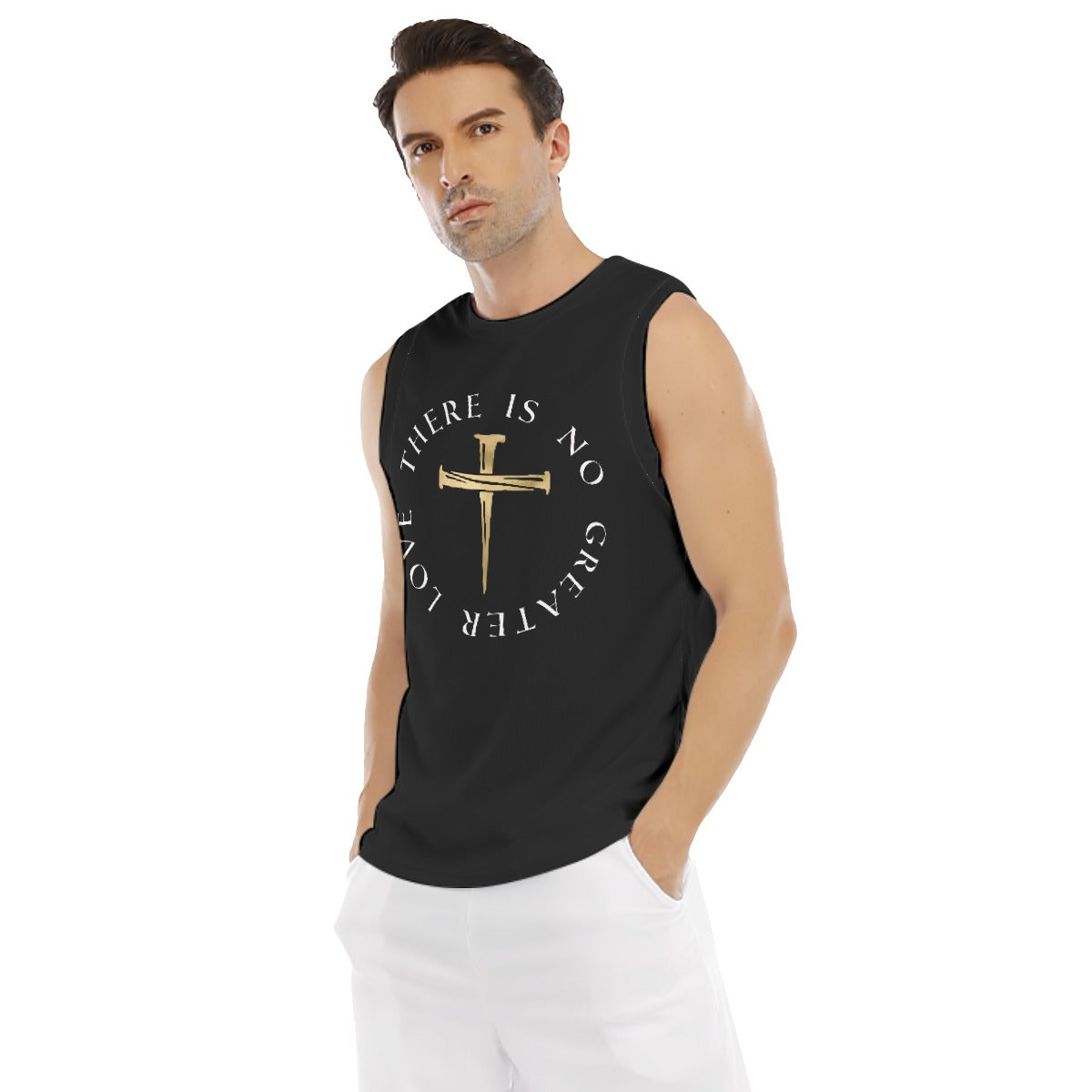 There Is No Greater Love Black Men's Sports Vest