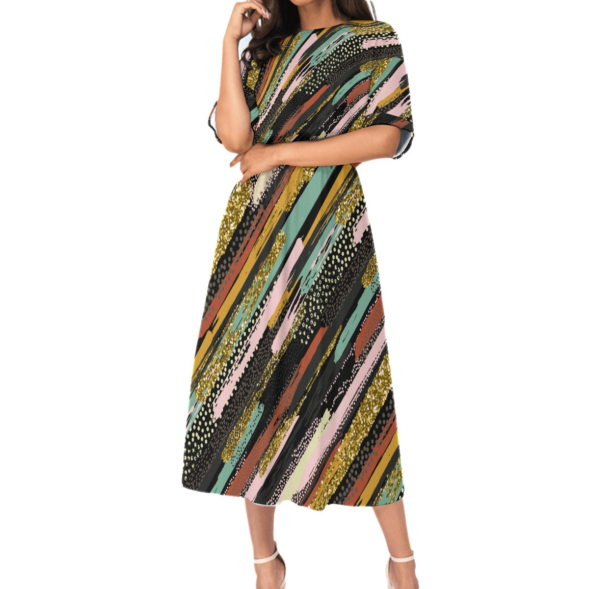 Rainbow Mirage Elastic Waist Dress