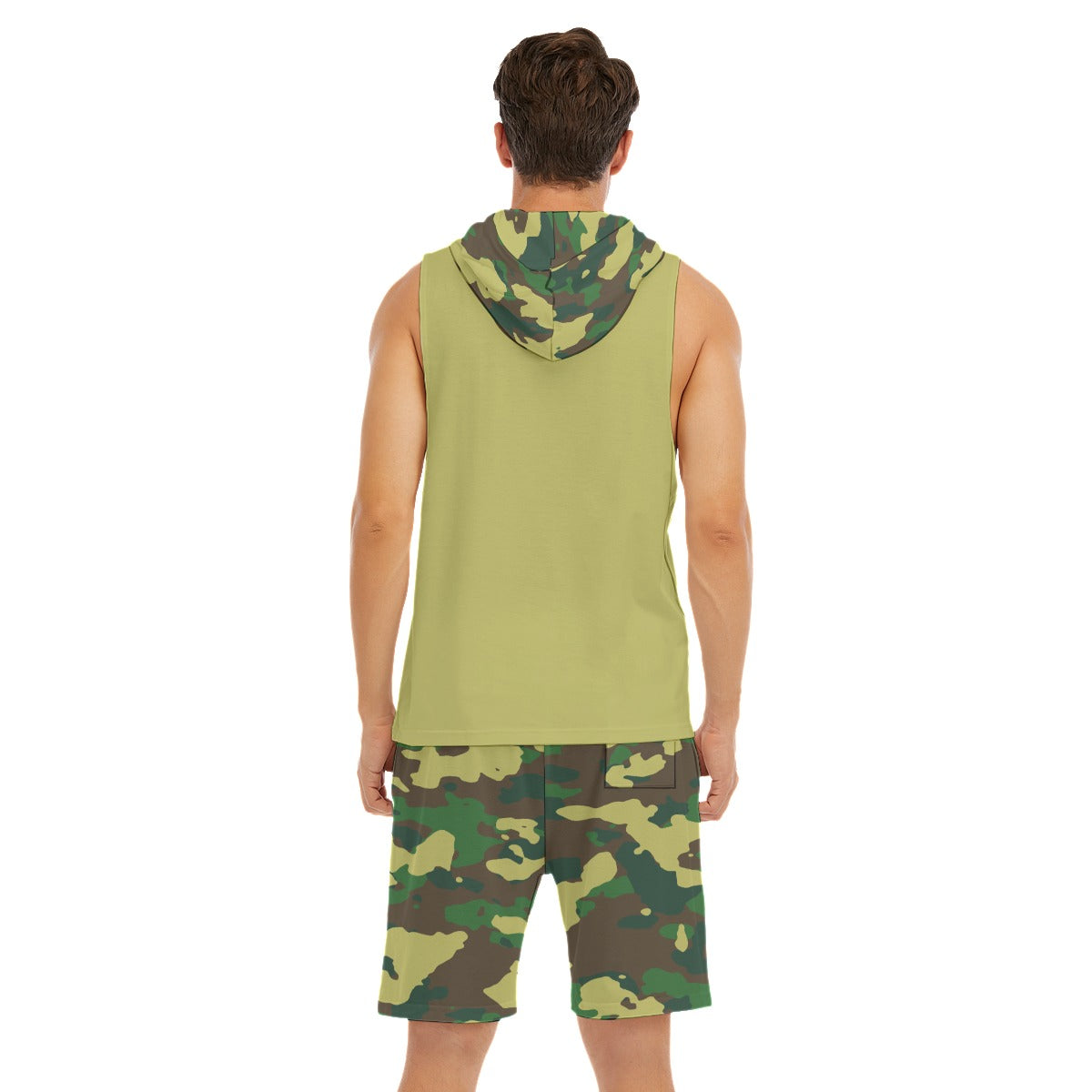 Camo Cool Men's Sleeveless Hoodie And Shorts Set