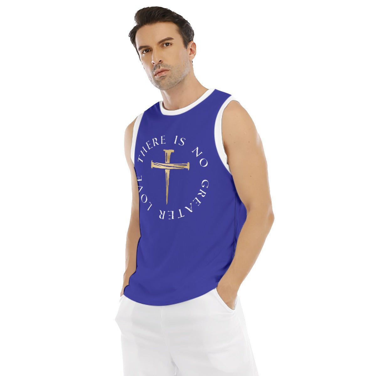 There Is No Greater Love Blue Men's Sports Vest