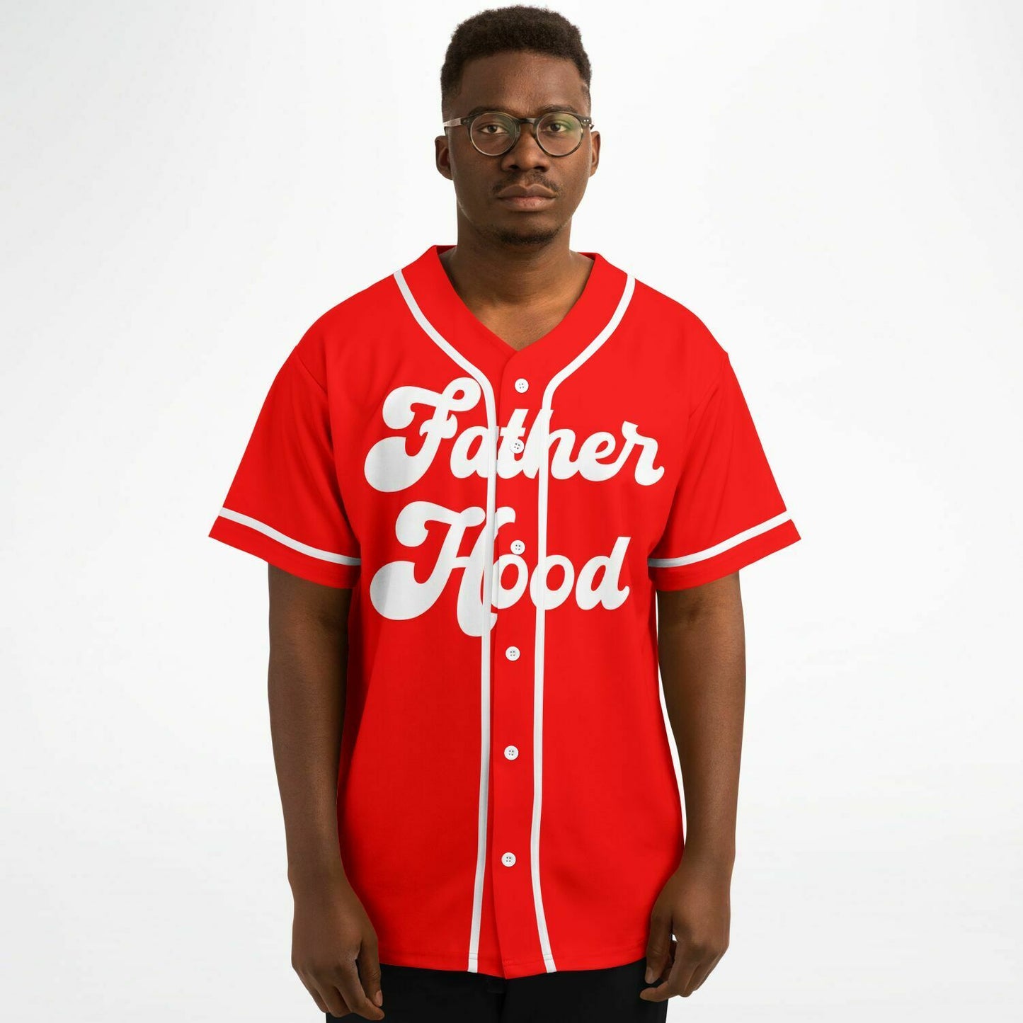 Father's Day Baseball Jersey - Red & White