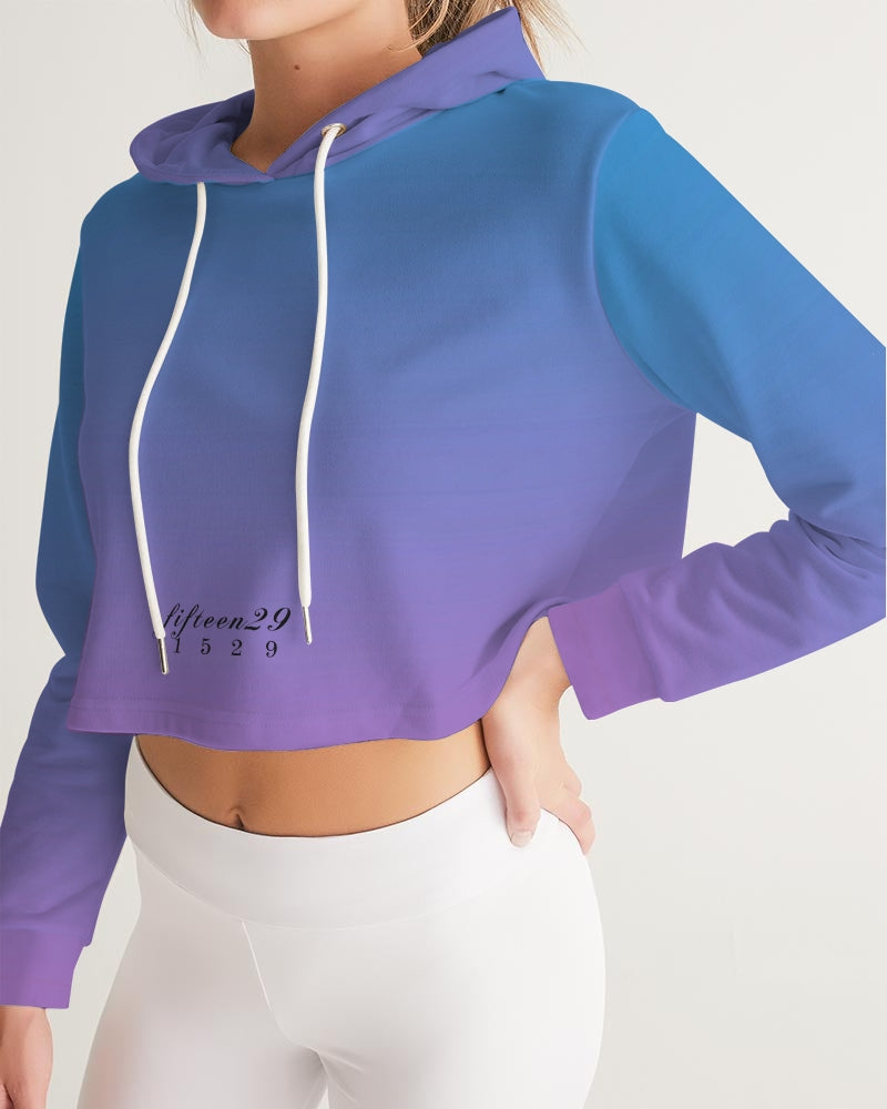 1529 Purple & Blue Women's Cropped Hoodie