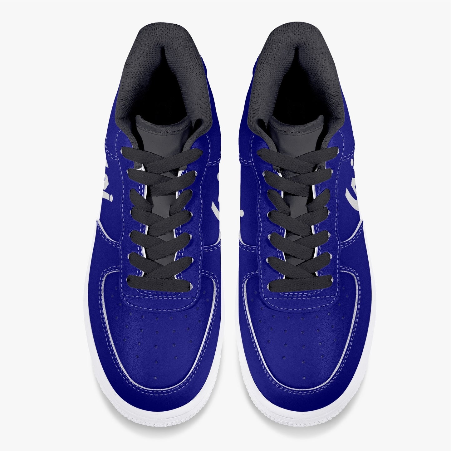 LSJ Navy Blue Low-Top Leather Sports Sneakers