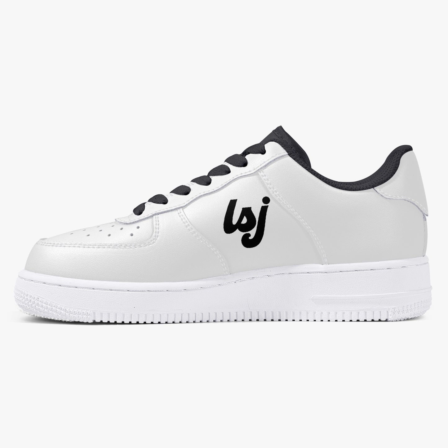 LSJ Basic White Low-Top Leather Sports Sneakers