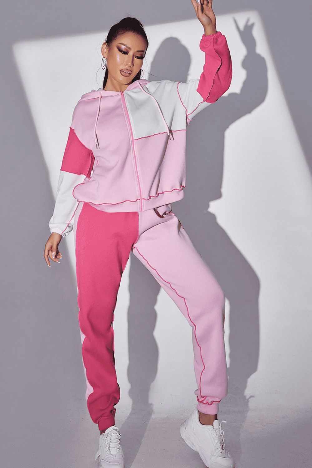 Color Block Hoodie and Pants Set