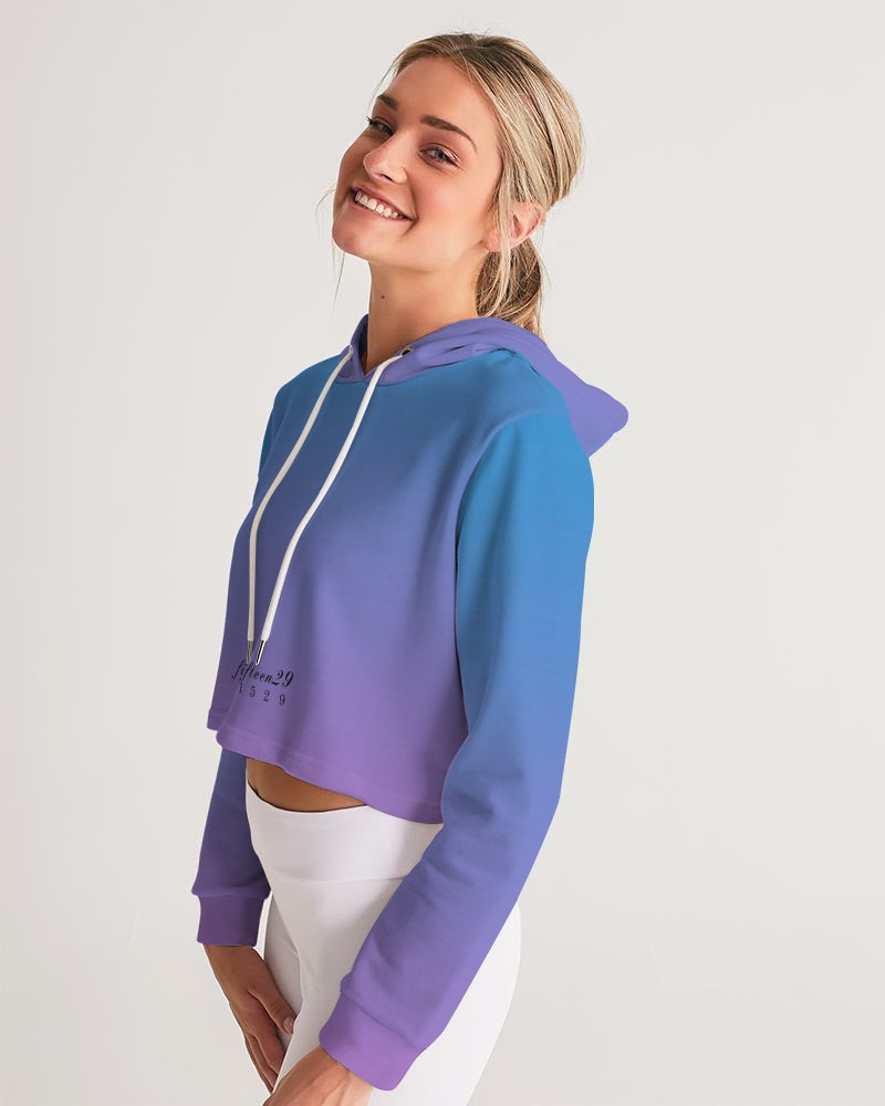 1529 Purple & Blue Women's Cropped Hoodie
