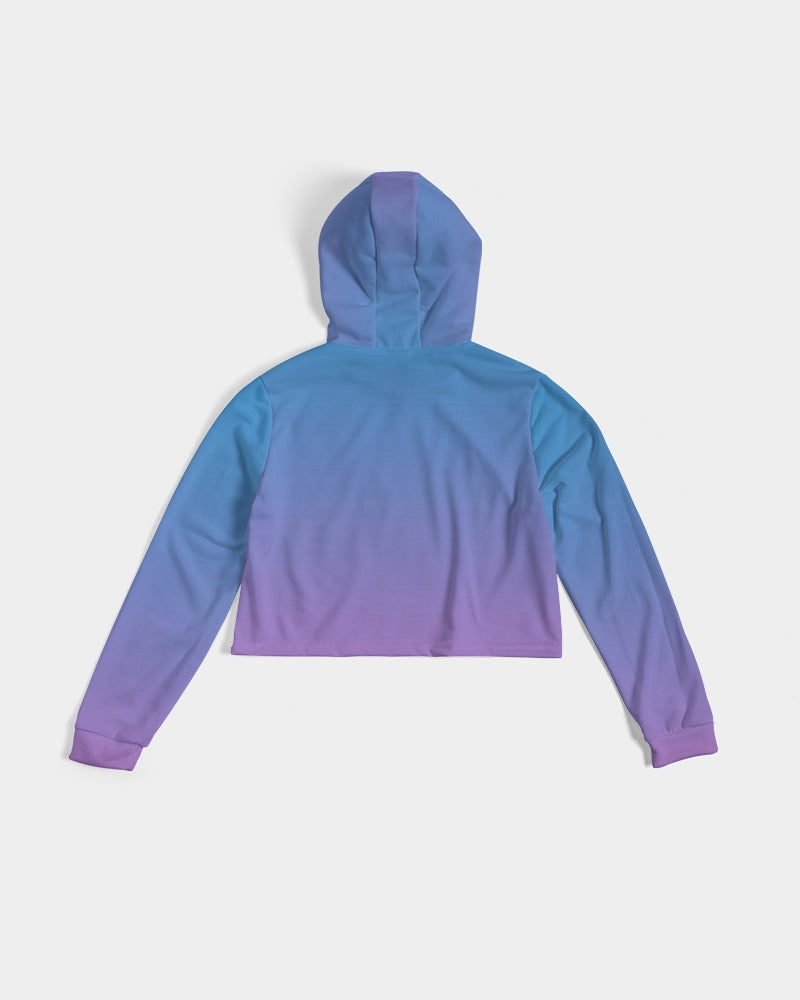 1529 Purple & Blue Women's Cropped Hoodie