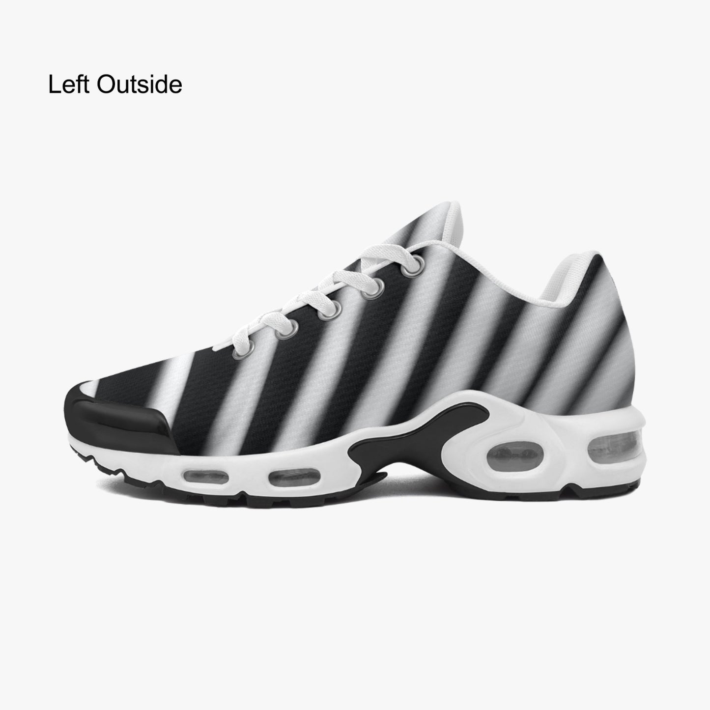 Black & White Striped Men's Bounce Mesh Knit Sneakers