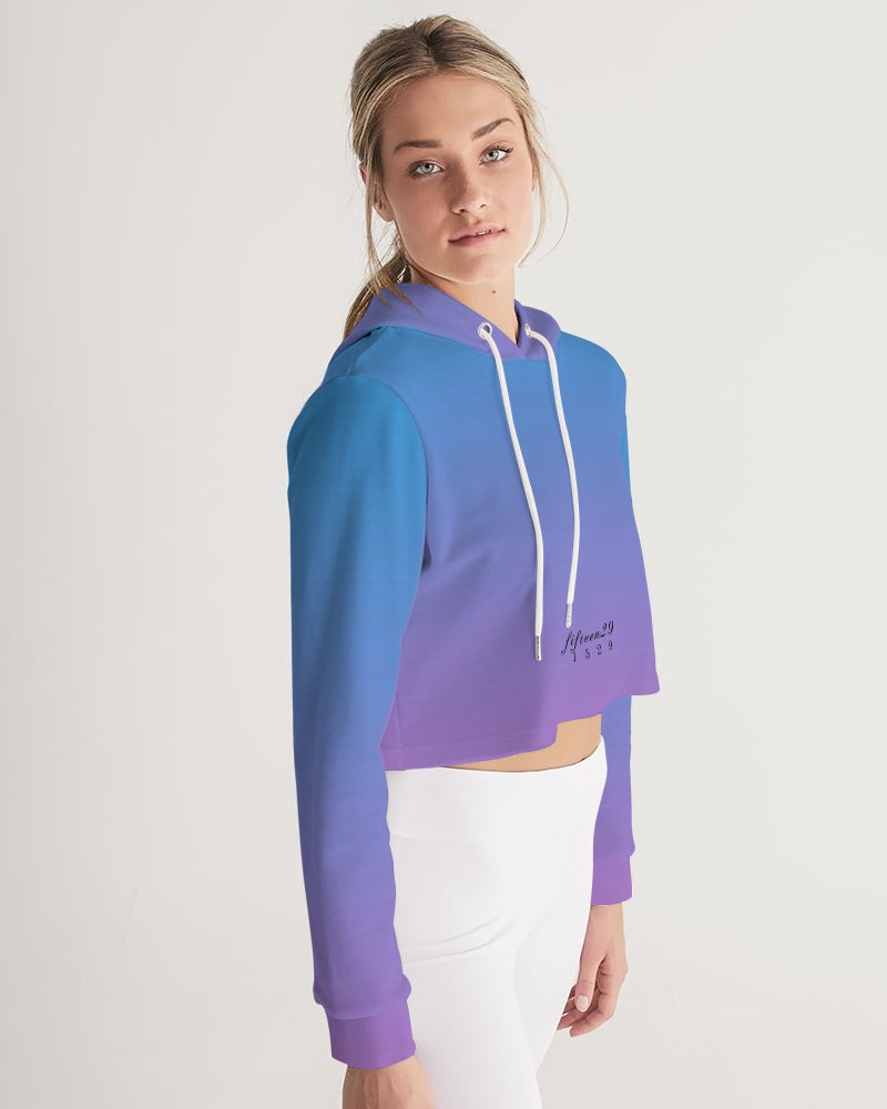 1529 Purple & Blue Women's Cropped Hoodie