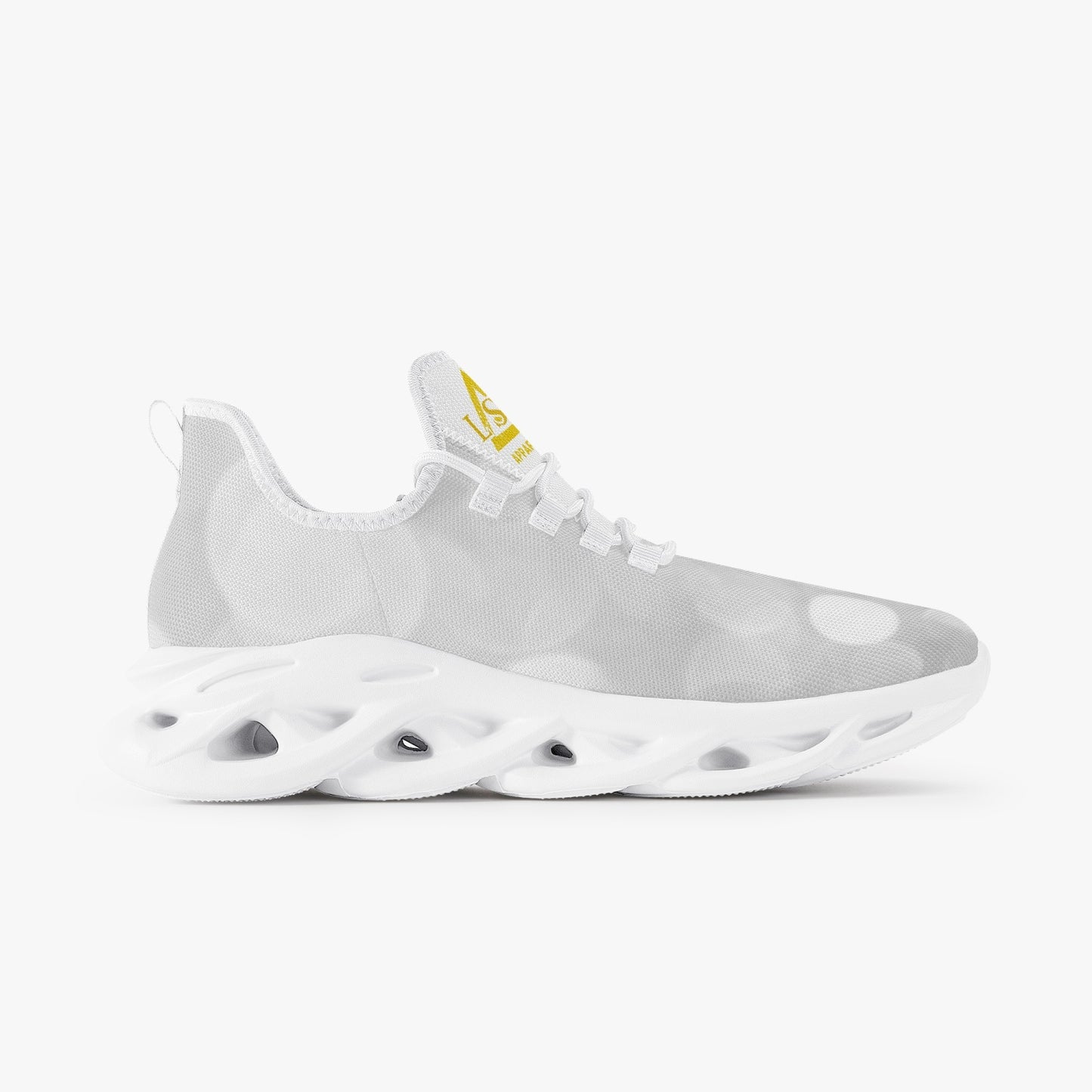 White/Silver Mesh Knit Sneakers
