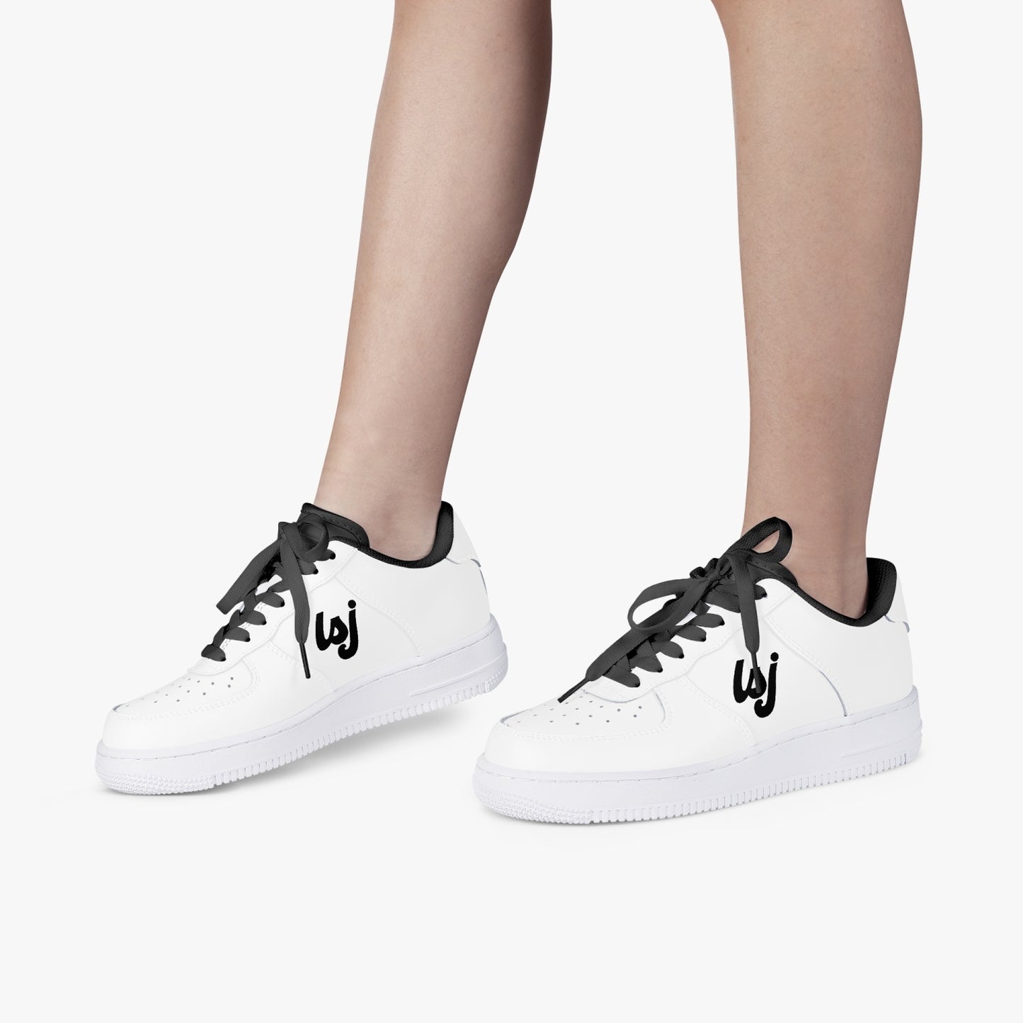 LSJ Basic White Low-Top Leather Sports Sneakers