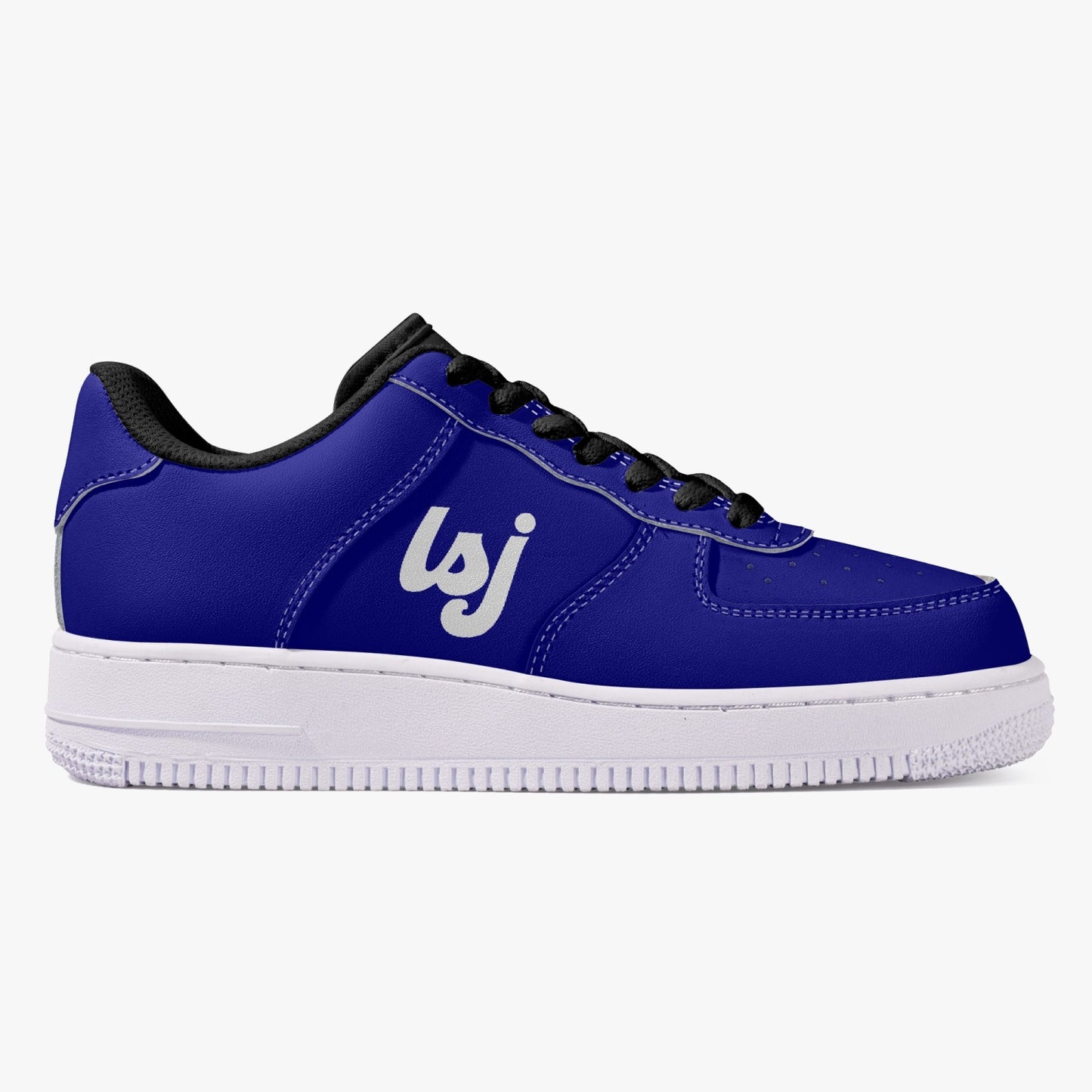 LSJ Navy Blue Low-Top Leather Sports Sneakers