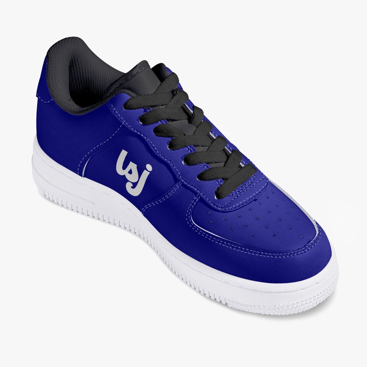 LSJ Navy Blue Low-Top Leather Sports Sneakers