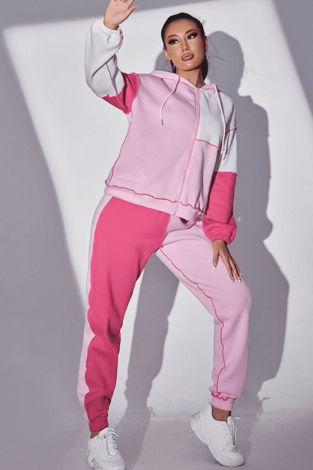 Color Block Hoodie and Pants Set